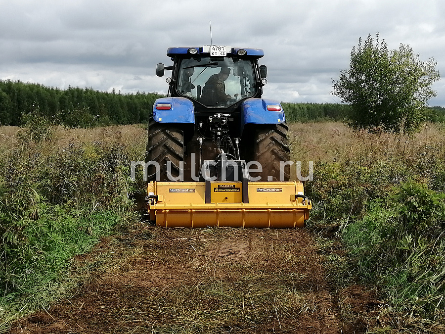 New Holland T7060 с ротоватором Mericrusher MJ-2.3DT